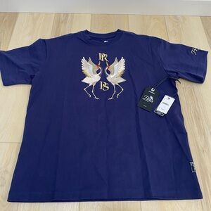 Prps Men Blue Fukue Embroidered Short-Sleeve Tee Crew-Neck T-Shirt Size Small